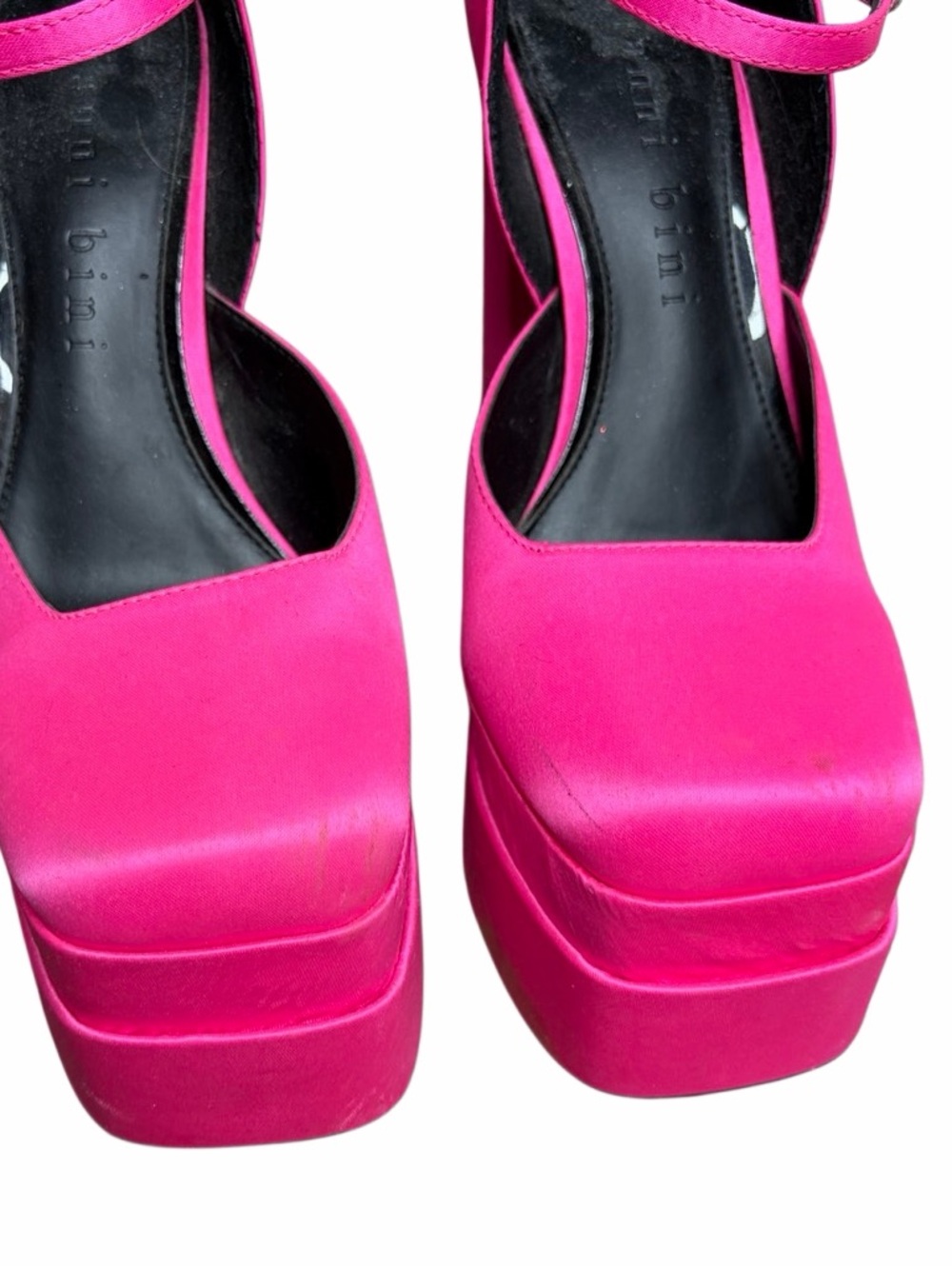Gianni Bini Hot Pink Silk Platform Mary Jane Pumps Size 9 - Picture 7 of 10